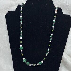 Running Bear Navajo Sterling Gemstone Jade 925 Silver Necklace